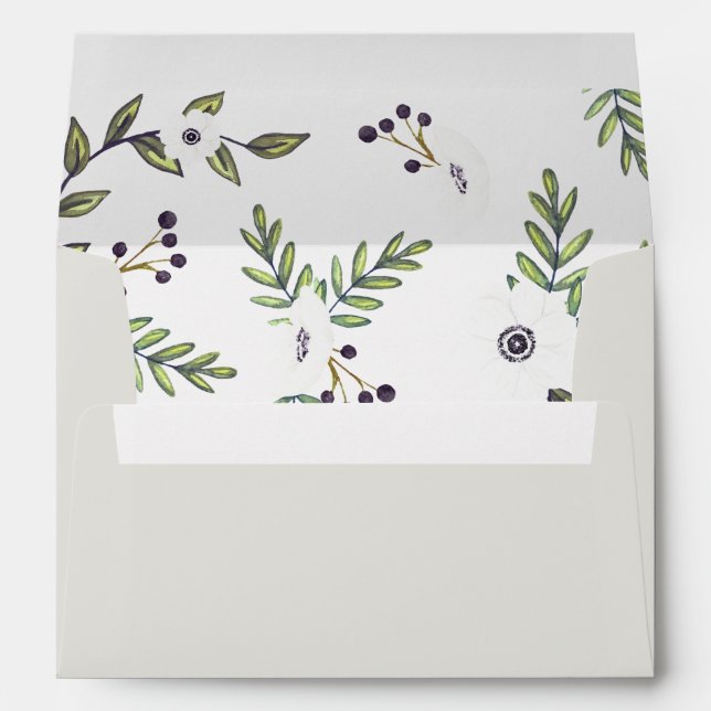 Painted anemones invitation envelope (Back (Bottom))
