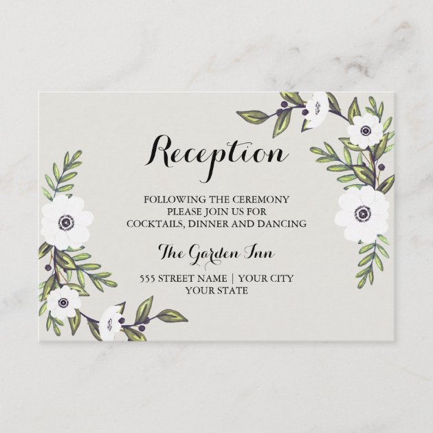 Painted Anemones - Reception Card