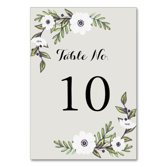 Painted Anemones - Table Number