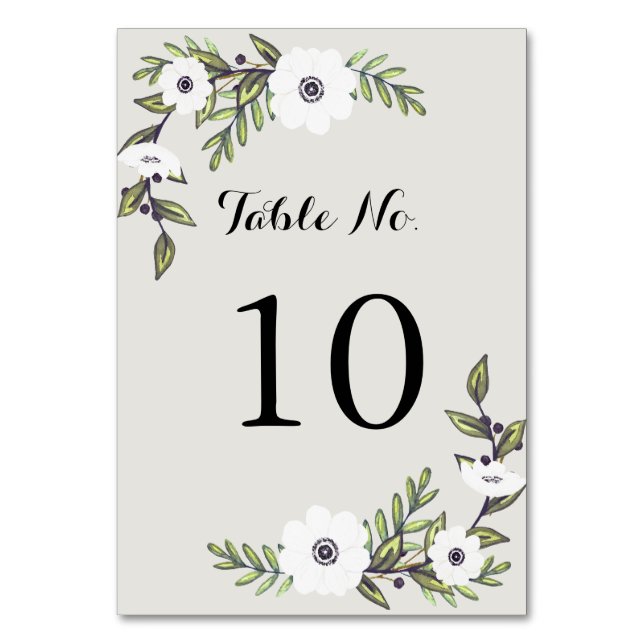 Painted Anemones - Table Number (Front)