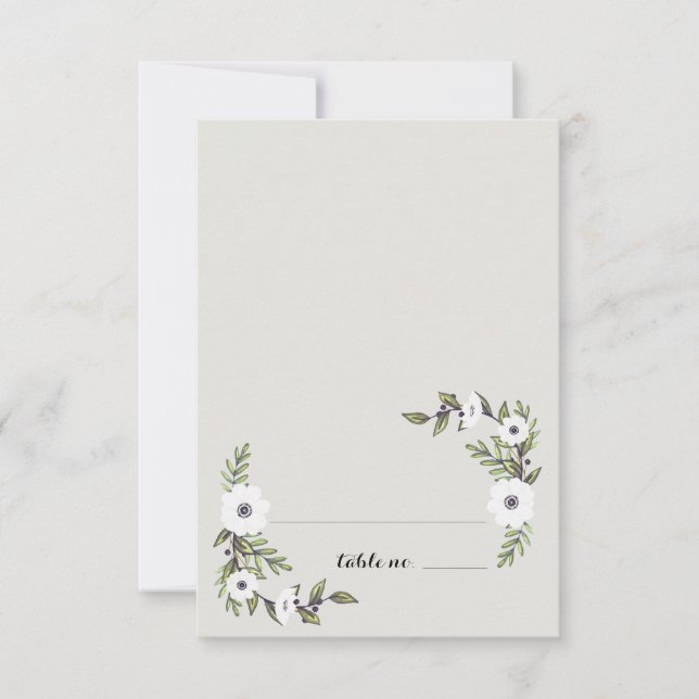 Painted Anemones Table Place Cards (Front)