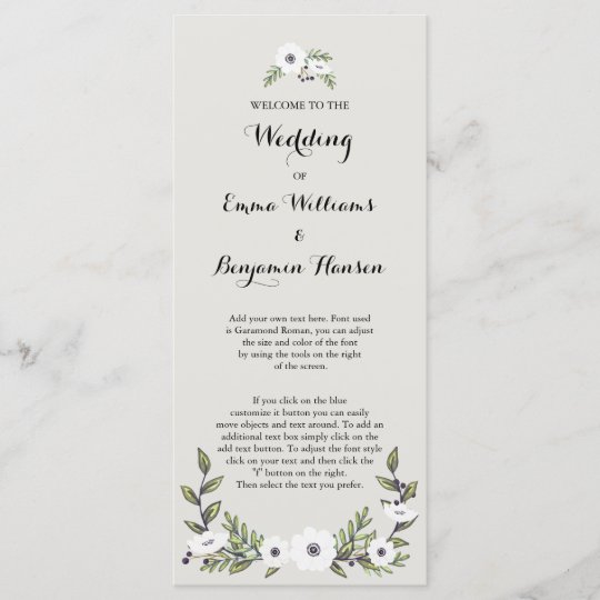 Painted Anemones Wedding Program Zazzle Com