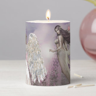 Painted Angel and Fairy Pillar Candle