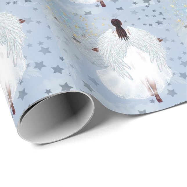 Painted Angel and Stars 2 Wrapping Paper (Roll Corner)