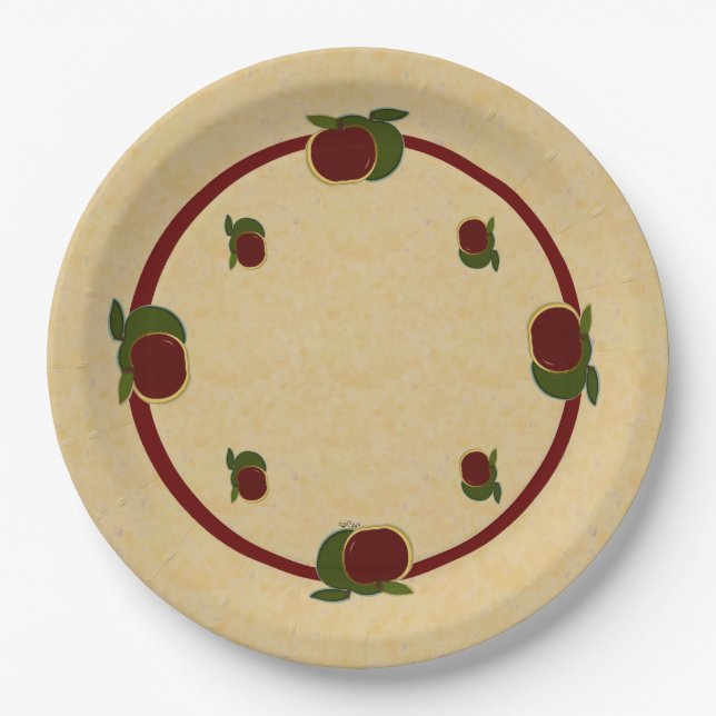 Painted Apples Apple Patterns Paper Plates (Front)