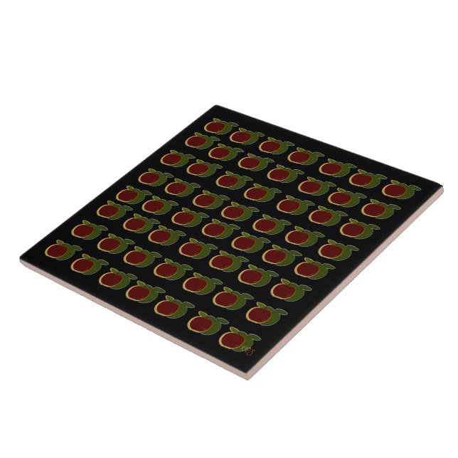 Painted Apples Black tile (Side)