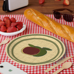 Painted Apples Red Green  Paper Plates
