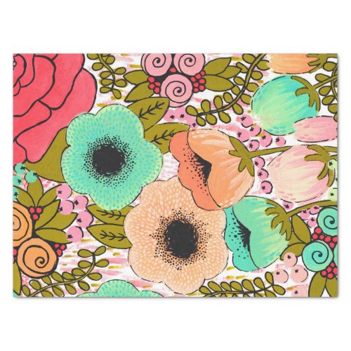 Painted Art Flowers Art Journal Gift Wrap Wrapping Tissue Paper
