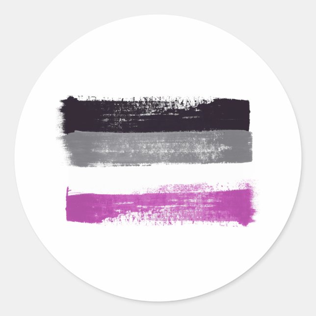 PAINTED ASEXUAL PRIDE FLAG CLASSIC ROUND STICKER (Front)