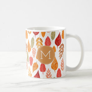 Painted Autumn Leaves Pattern Coffee Mug