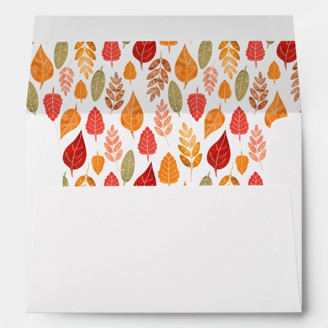 Painted Autumn Leaves Pattern Envelope (Back (Bottom))