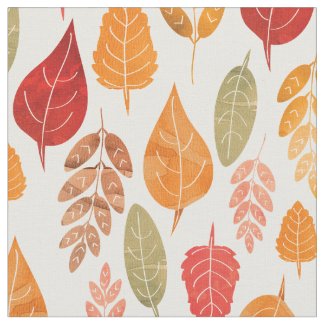 Painted Autumn Leaves Pattern Fabric