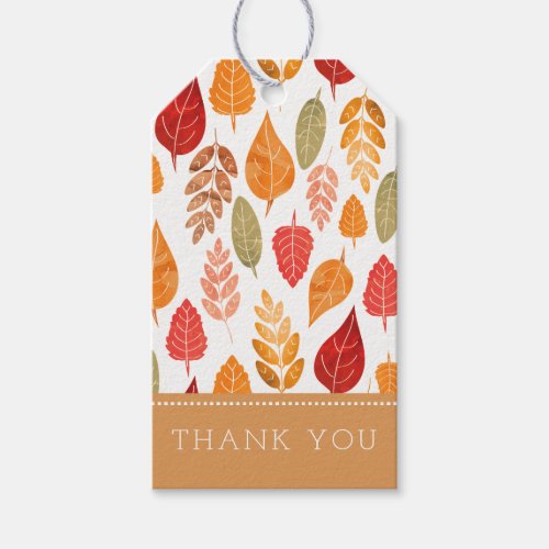 Painted Autumn Leaves Pattern Gift Tags