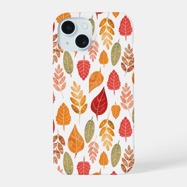 Painted Autumn Leaves Pattern Iphone Case (Back)