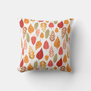 Painted Autumn Leaves Pattern Throw Pillow