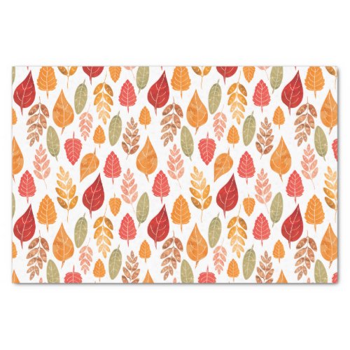 Painted Autumn Leaves Pattern Tissue Paper