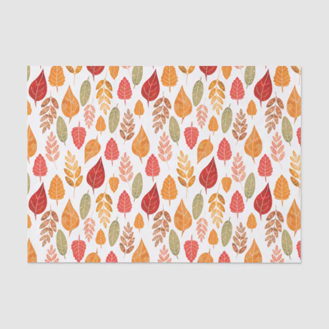 Painted Autumn Leaves Pattern Tissue Paper | Zazzle
