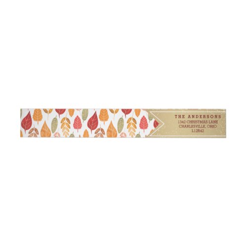 Painted Autumn Leaves Pattern Wrap Around Label