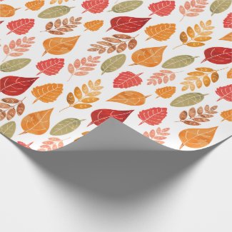 Painted Autumn Leaves Pattern Wrapping Paper