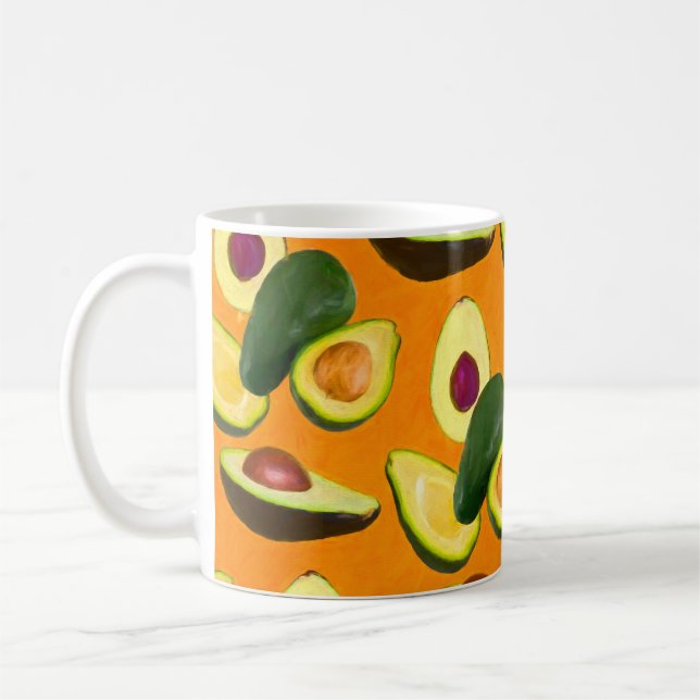 Painted Avocado Pattern Coffee Mug (Left)