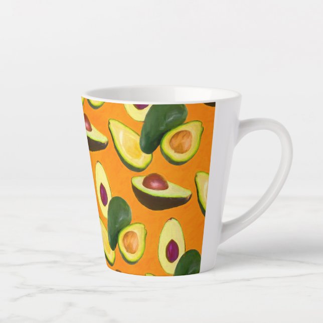 Painted Avocado Pattern Latte Mug (Right)