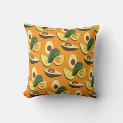 Painted Avocado Pattern Outdoor Pillow