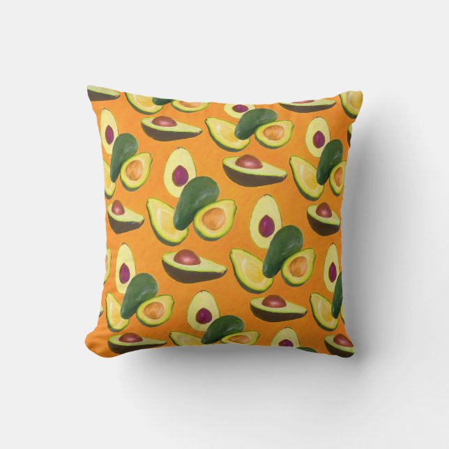 Painted Avocado Pattern Outdoor Pillow (Front)