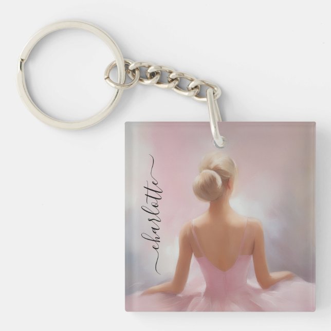Painted Ballerina in Pink Keychain (Front)