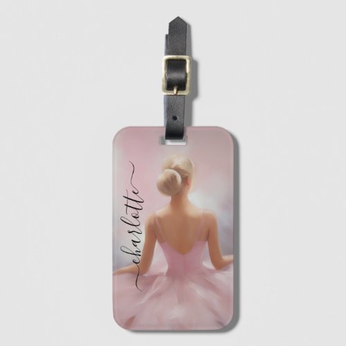 Painted Ballerina in Pink Luggage Tag