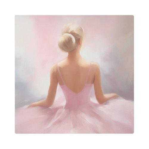 Painted Ballerina in Pink Metal Print