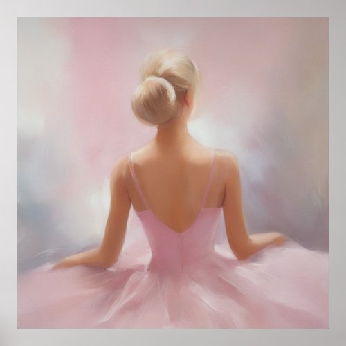 Painted Ballerina in Pink Poster