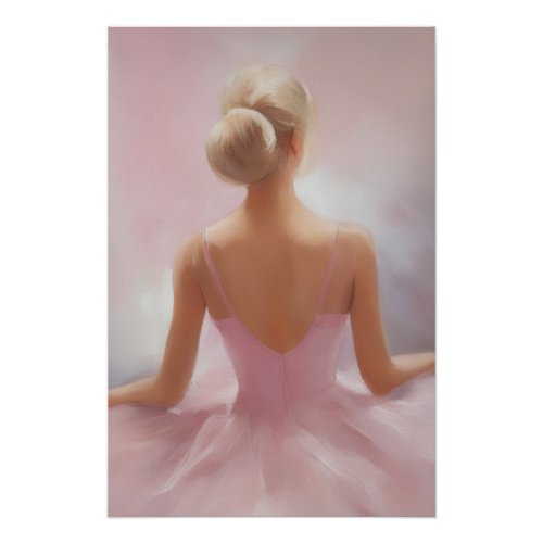 Painted Ballerina in Pink Poster