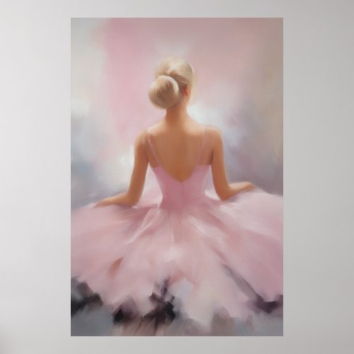 Painted Ballerina in Pink Poster