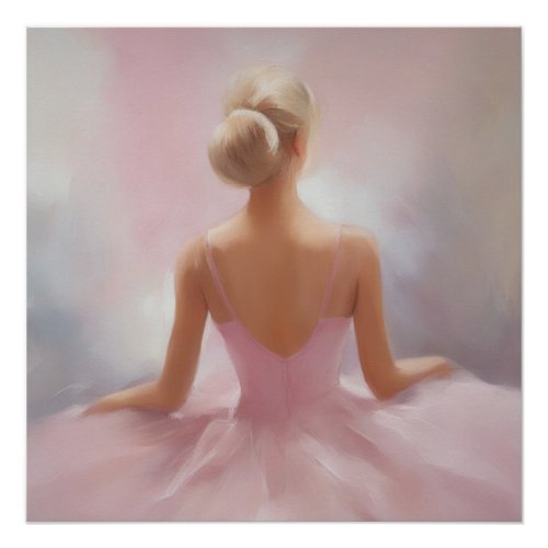 Painted Ballerina in Pink Poster