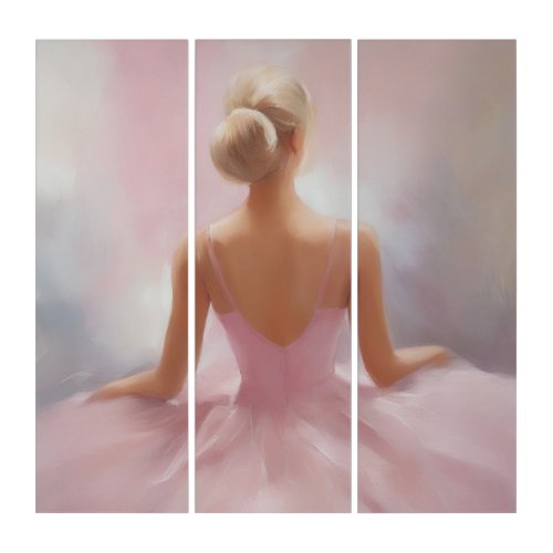 Painted Ballerina in Pink Triptych