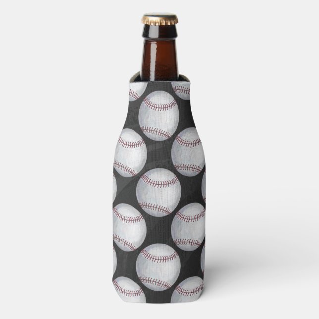Painted Baseball Pattern Bottle Cooler (Bottle Front)