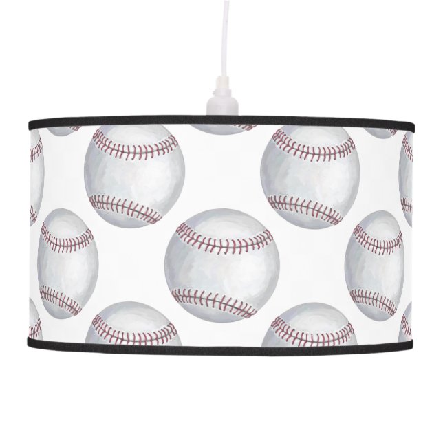 Painted Baseball Pattern Ceiling Lamp (Front)