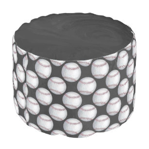 Painted Baseball Pattern Pouf