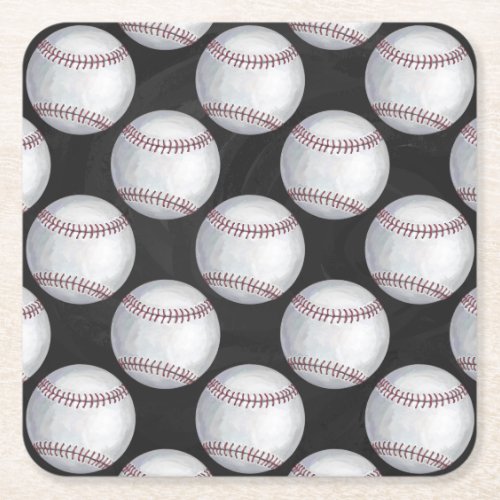 Painted Baseball Pattern Square Paper Coaster