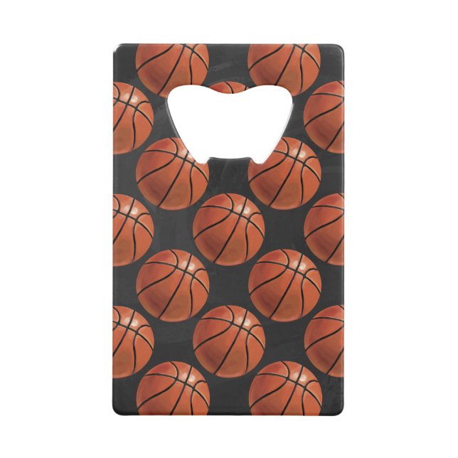 Painted Basketball Pattern Credit Card Bottle Opener (Front)