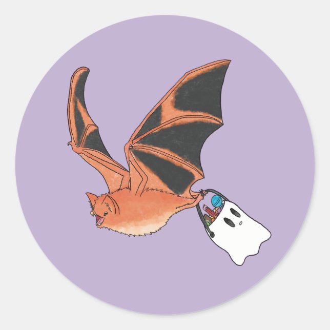 Painted Bat Classic Round Sticker (Front)