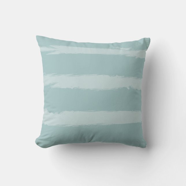 Painted Beach Blue Stripes Throw Pillow (Front)