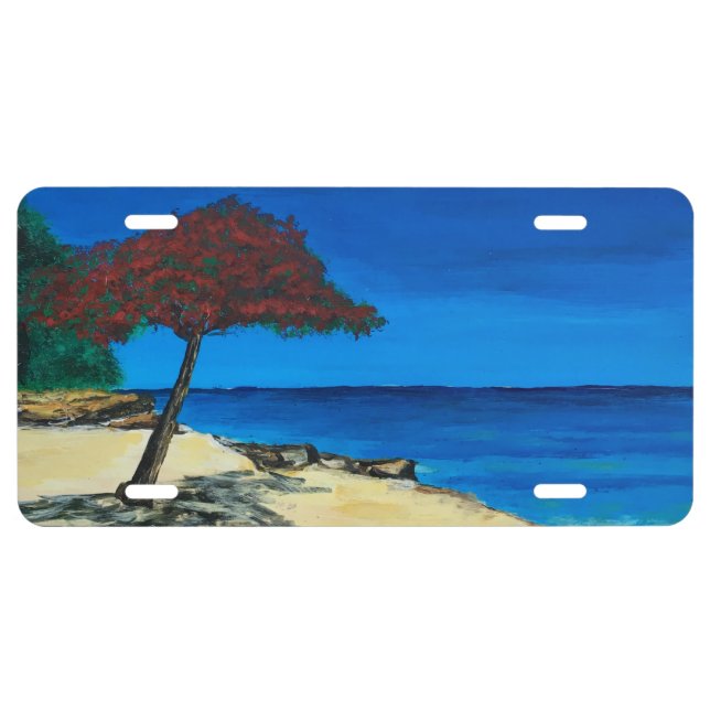 Painted Beach Scene License Plate (Front)