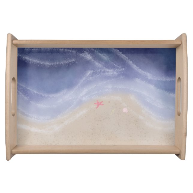 Painted beach  serving tray (Front)