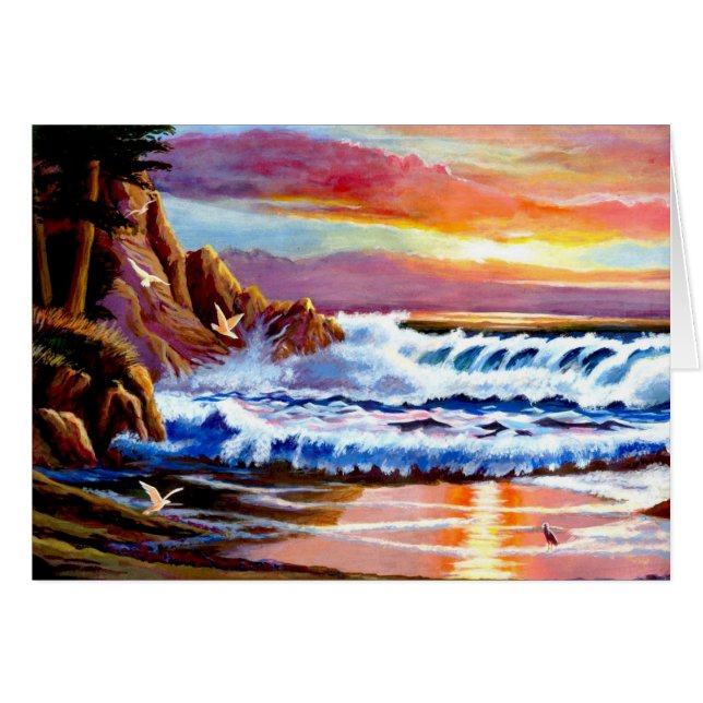 Painted Beach Sunrise Cards (Front Horizontal)