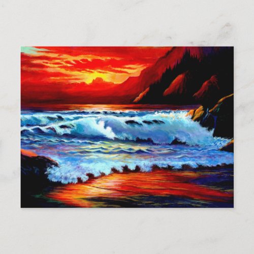 Painted Beach Sunset Postcard