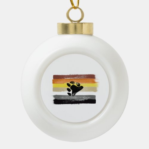 PAINTED BEAR PRIDE FLAG and SYMBOL Ceramic Ball Christmas Ornament