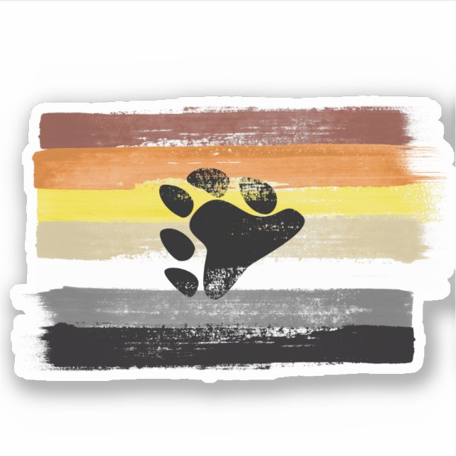 PAINTED BEAR PRIDE FLAG and SYMBOL Sticker (Front)