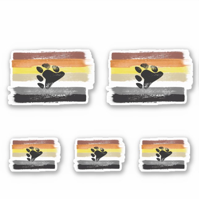 PAINTED BEAR PRIDE FLAG and SYMBOL Sticker (Front)