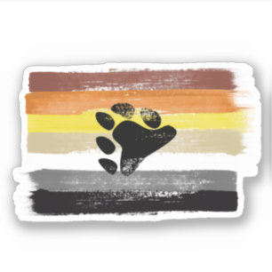 PAINTED BEAR PRIDE FLAG and SYMBOL Sticker
